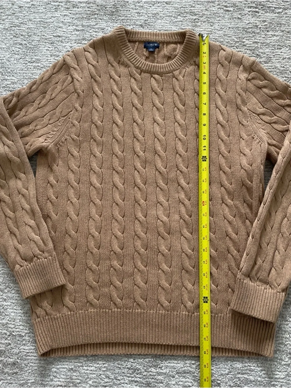 J. Crew Men’s Classic Cable Knit Crewneck Sweater Size Large 100% Cotton Heavy